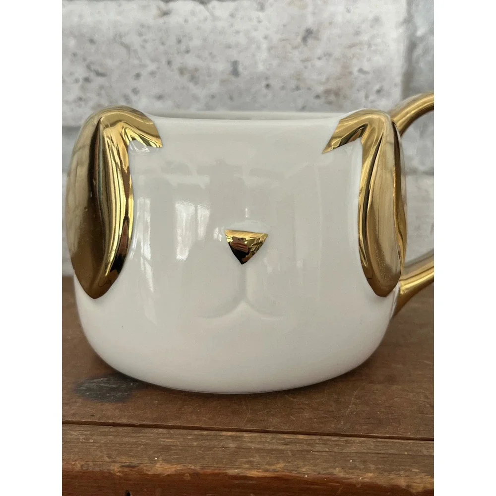 Puppy Dog Mug Gold & White Modern Expressions MUG‎ ONLY